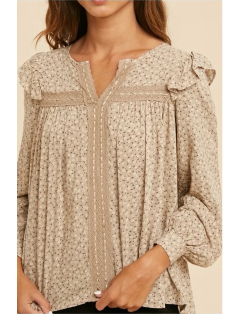 Neuflora Cream Floral Blouse Small